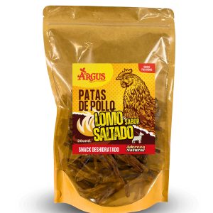Patitas deshidratadas de pollo en sobre, sabor lomo saltado 20und.